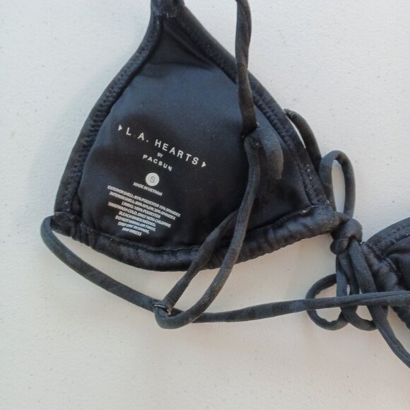 Set of 3 Swimwear Top Wired & Wireless Padded Black Print Solid Strap Adjustable - Picture 10 of 12